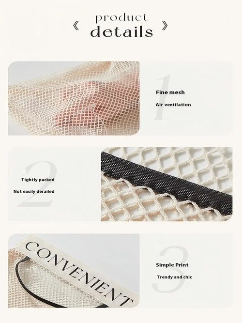 Adhesive Wall-Mounted Mesh Bag Organizer for Kitchen & Closet