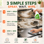 Steps for applying and wiping kitchen degreaser