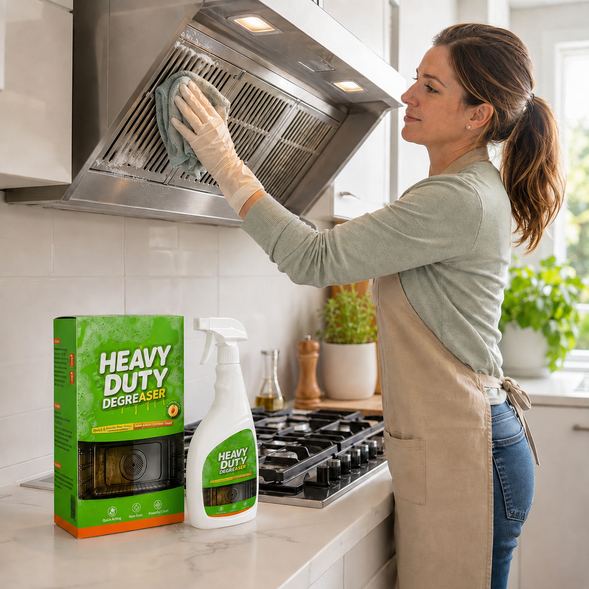 Kitchen degreaser used near a range hood