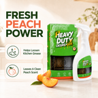 Peach-scented degreaser bottle with packaging
