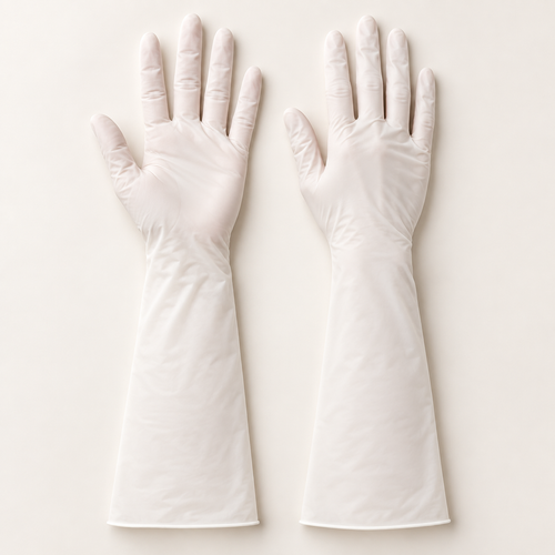 Pearl White 38 cm extended disposable cleaning glove