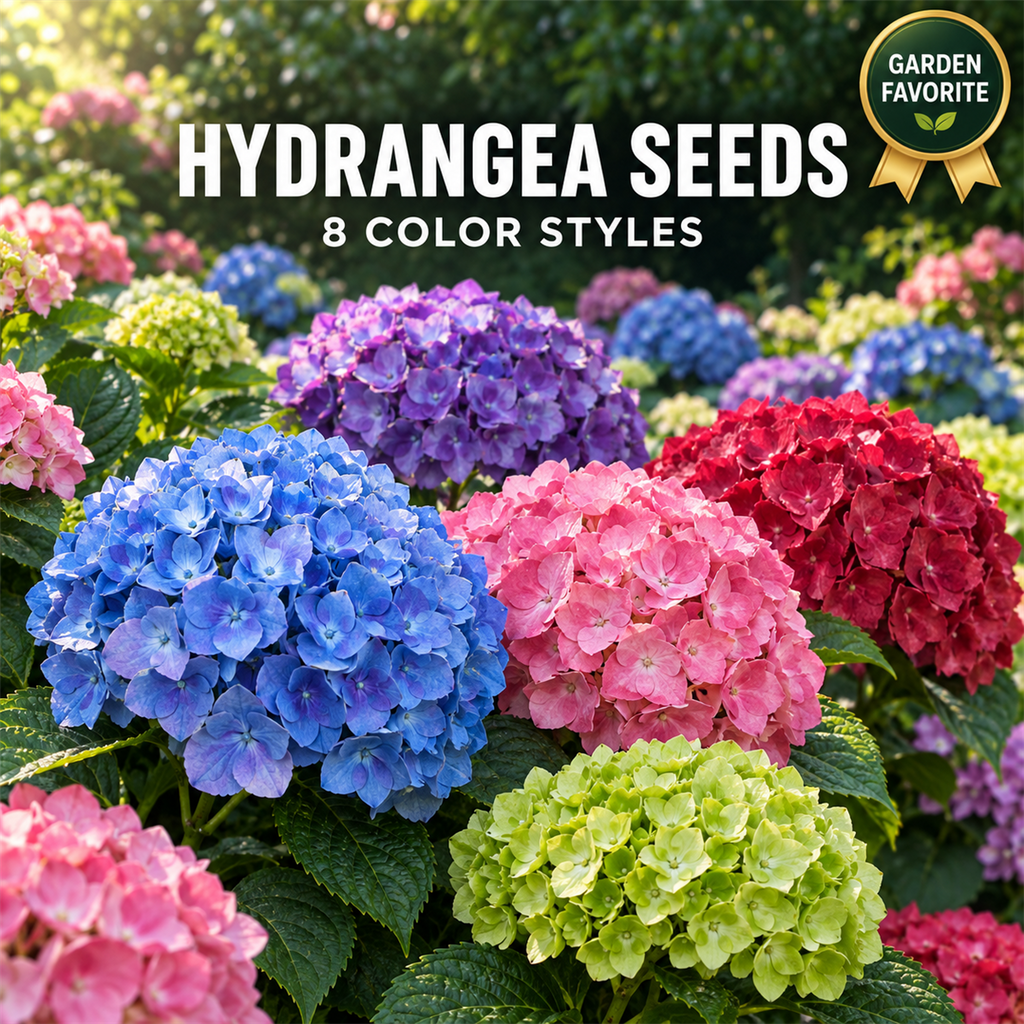 Hydrangea Seeds in eight colorful garden styles
